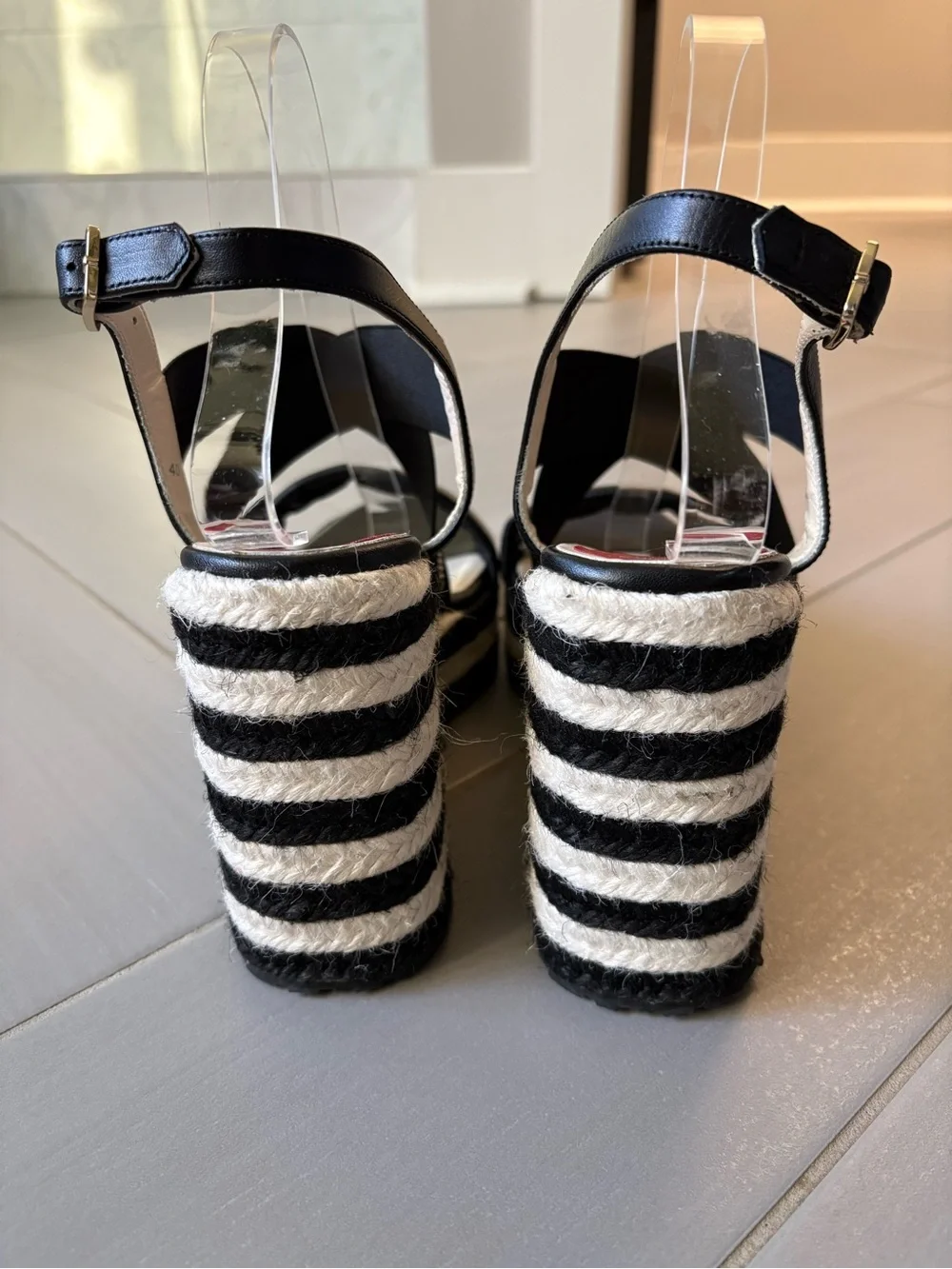 Love Moschino Black and White Logo Wedge Sandals